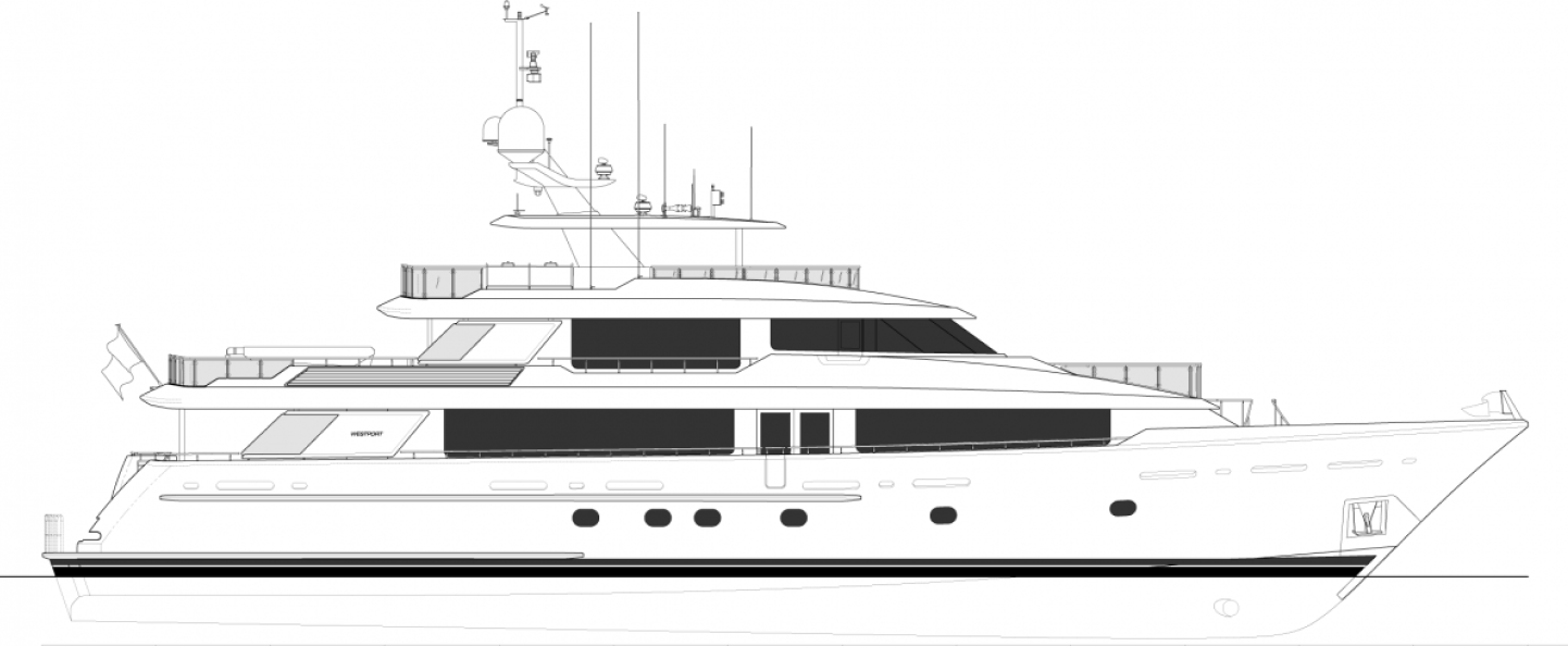 rule 1 yacht charter side view blueprint
